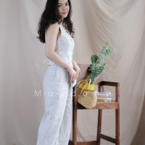 Áo gile linen cổ V