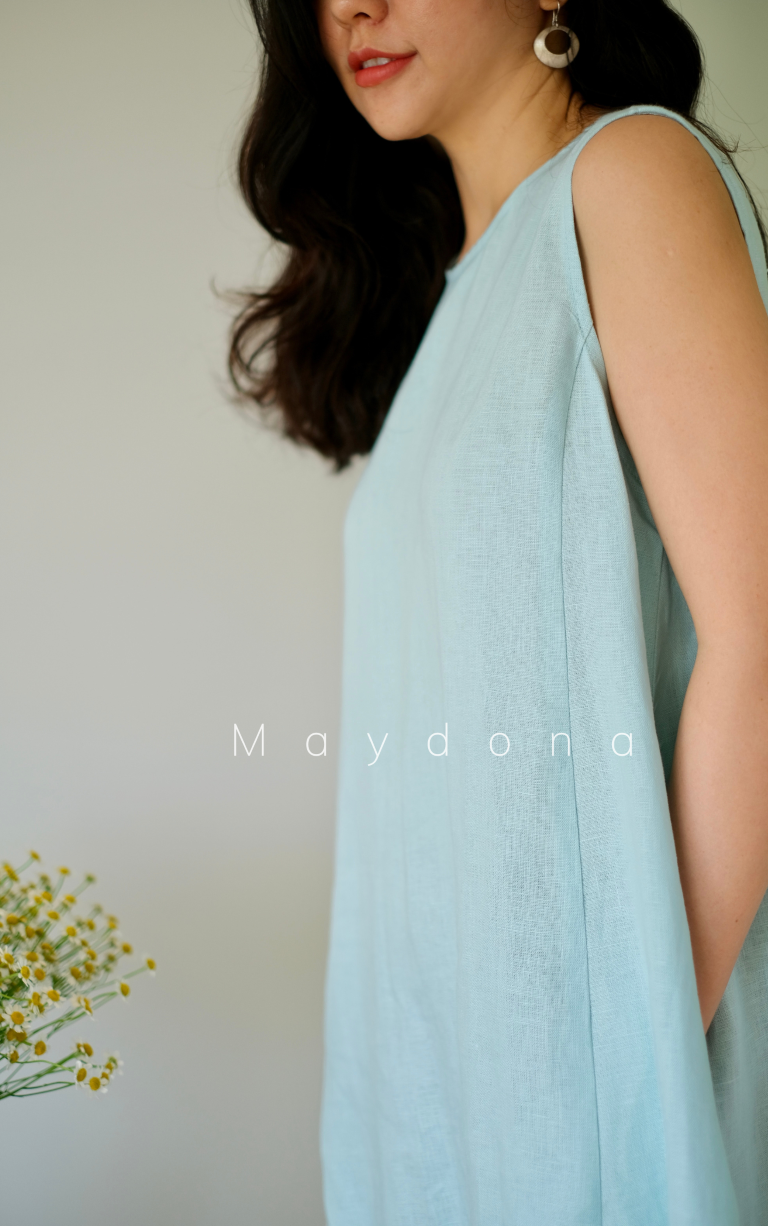 Đầm Suông Linen Cổ Tròn Giấu Dáng - Ảnh 3