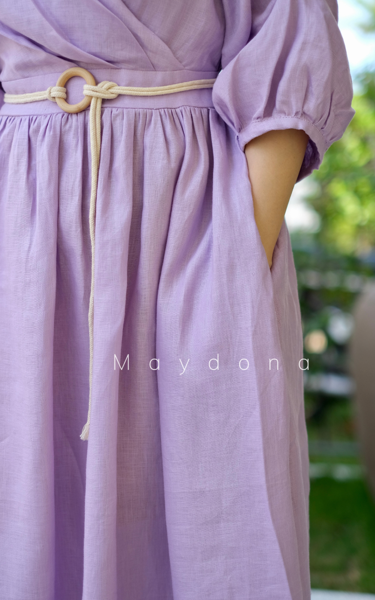 Đầm Vintage Linen Tím Oải Hương - Ảnh 4