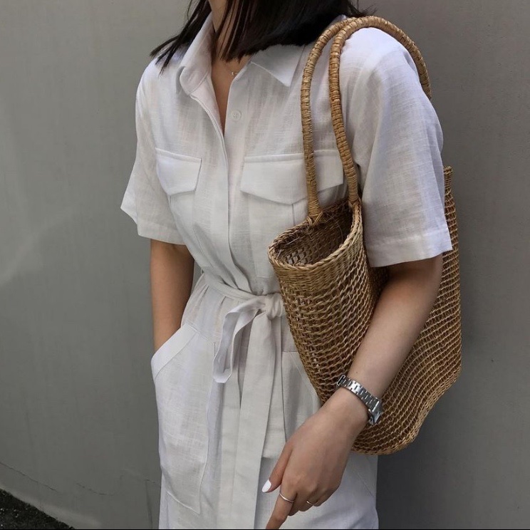 đầm linen công sở2