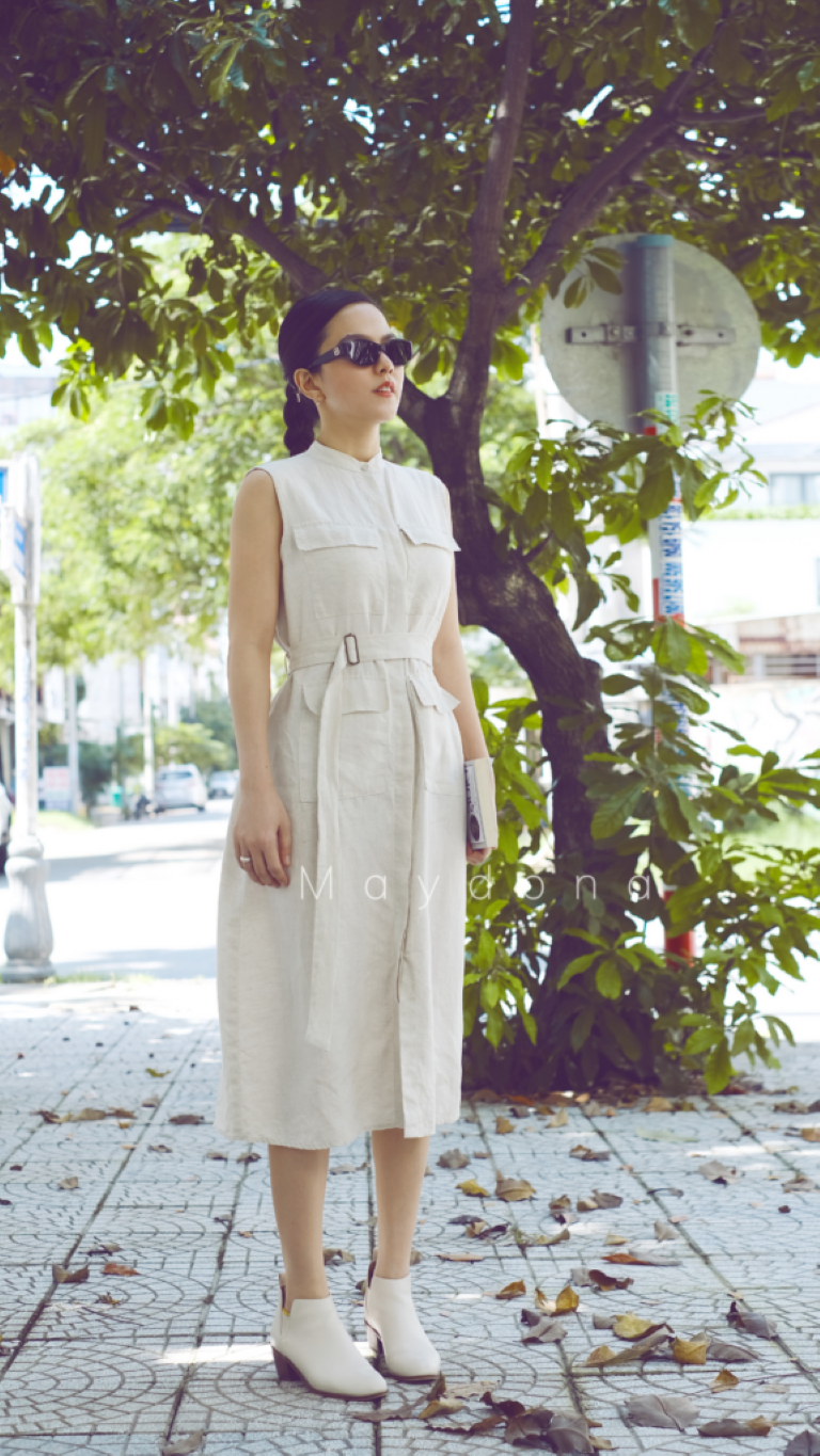 đầm linen công sở4