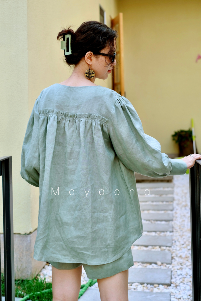 áo linen nữ cổ V