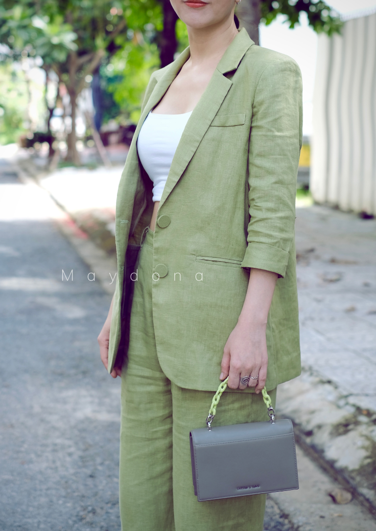 Áo vest blazer Linen nữ tay dài ve vuông túi bổ nắp trẻ trung, chất vải  Linen bột Premium (Xanh than), có 9 màu lựa chọn | Lazada.vn