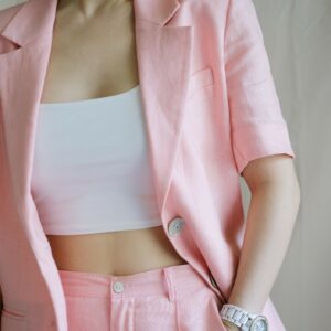 Áo khoác blazer linen ngắn tay