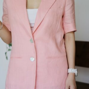 Áo khoác blazer linen ngắn tay