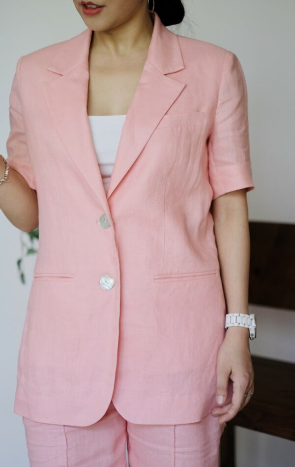 Áo khoác blazer linen ngắn tay