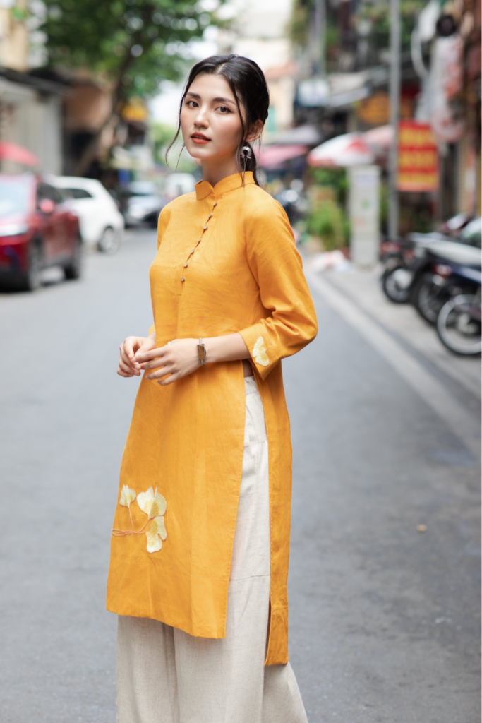 áo dài cách tân vải linen3